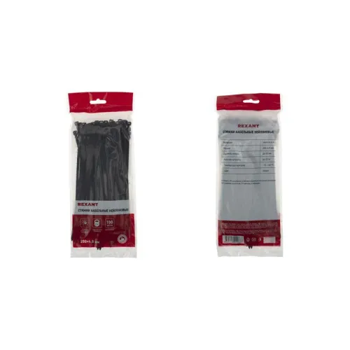 Хомут кабельный 4.8х200 нейл. черн. (уп.100шт) Rexant 07-0201-5 фото 4