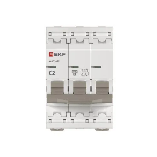 Выключатель автоматический модульный 3п C 2А 6кА ВА 47-63N PROxima EKF M636302C фото 4