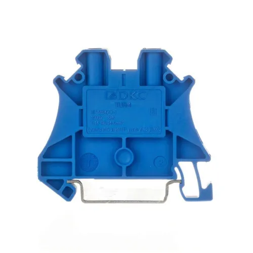 Клемма проходная винтовой зажим 2 точки подключения 4кв.мм син. DKC TUR-4-BU фото 2