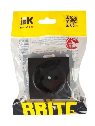 Розетка BRITE РС10-1-0-БрЧ 10А без заземл. без защ. шторок механизм черн. IEK BR-R10-10-K02 фото 2