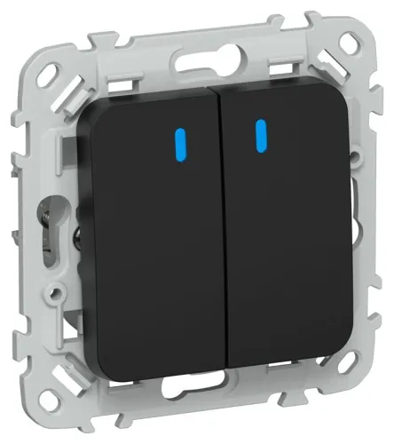 Выключатель 2-кл. СП FLITE ВС12-1-1-ФлЧ 10А с индикацией механизм черн. IEK FI-V20-1-10-1-K02