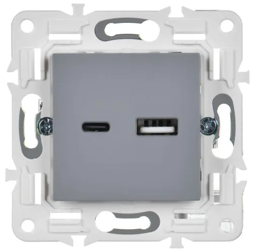 Розетка USB A+C 3.1А SKANDY SK-R14Gr сер. IEK SK-U22-D31-K03 фото 2