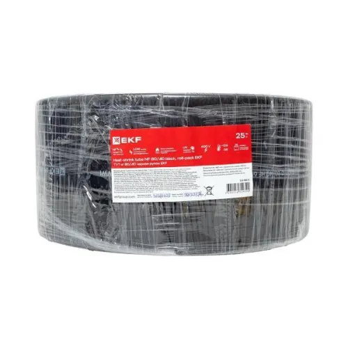 Трубка термоусадочная ТУТ нг 80/40 черн. PROxima (уп.25м) EKF tut-80-b фото 2