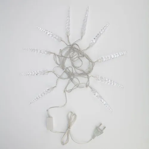 Гирлянда светодиодная "Айсикл" (бахрома) "Сосульки" 1.5х0.25м 10LED бел. 0.51Вт IP20 провод прозр. Neon-Night 303-068 фото 5