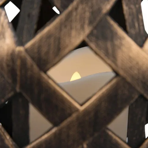 Фонарь декоративный 14х14х16.5см тепл. бел. со свечкой корпус плетеный бронз. Neon-Night 513-055 фото 7