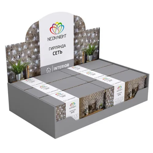 Гирлянда светодиодная "Сеть" 1.5х1.5м 150LED мультиколор 12Вт 220-240В IP20 с контроллером 8 режимов провод ПВХ прозр. Neon-Night 215-129 фото 7