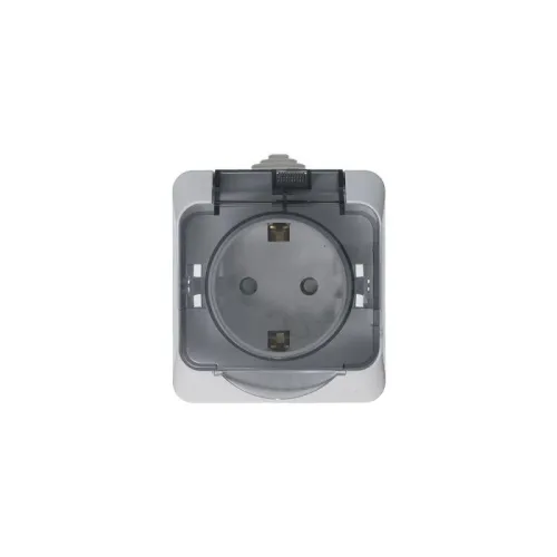 Розетка 1-м ОП Этюд 16А IP44 250В с заземл. защ. шторки с крышкой бел. SE PA16-044B фото 5