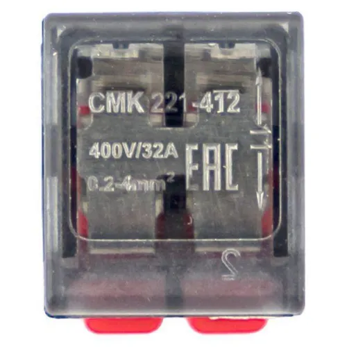 Клемма строительно-монтажная СМК 221-412 с рычагом 2 отверстия 0.2-4.0кв.мм (блист.20шт) PROxima EKF plc-smk-221-412b-20 фото 5