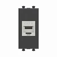 Розетка компьютерная 1мод. Avanti "Черный матовый" RJ45 кат.6 без шторок экранир. модульная механизм DKC 4412791