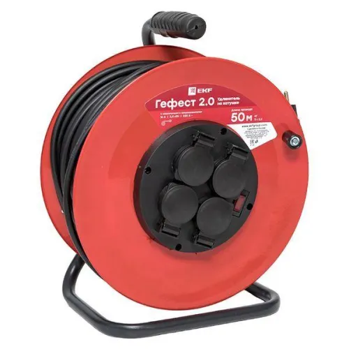 Удлинитель на катушке 4х50м с заземл. 16А IP44 Гефест 2.0 3.5кВт КГ 3х2.5 с предохранителем PROxima EKF UKG02-16-R325-4-50-IP44 фото 4