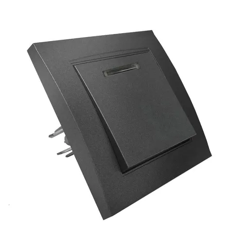 Выключатель 1-кл. СП Бриллиант 10А IP20 с подсветкой в сборе графит Universal 7947397-Gr фото 4