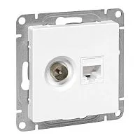 Розетка телевизионная + компьютерная СП Эпика TV + RJ45 кат.5 механизм бел. EKF UP1-SOW-TV+RJ