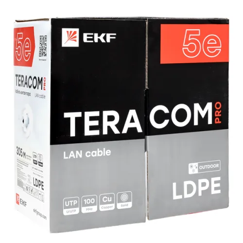 Кабель витая пара U/UTP кат.5E 4 пары 24 AWG solid внешн. LDPE черн. (м) TERACOM PRO EKF TRP-5EUTP-04PE-BK-OUT3 фото 4