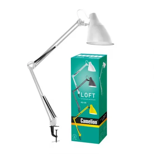 Светильник KD-335 C01 настольный с метал. струбциной 230В 40Вт E27 бел. Camelion 13876 фото 3
