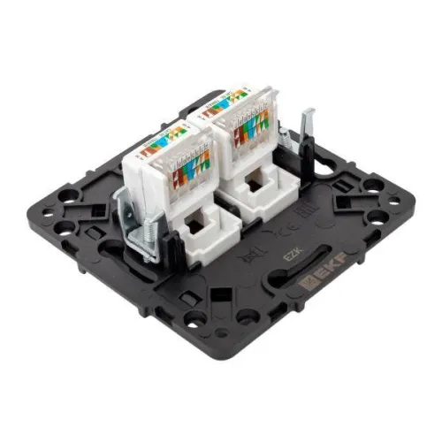 Розетка компьютерная 2-м Стокгольм RJ-45 механизм черн. EKF EZK02-035-10 фото 8