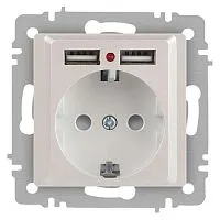 Розетка 1-м СП Accent 6-410-06 16А IP20 250В P+E Schuko + 2хUSB защ. шторки перламутр. Intro Б0063700