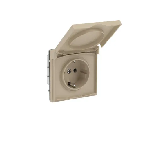 Розетка силовая KANT IP44 2P+E защ. шторки с крышкой ванильн. марципан DKC 7015013 фото 3