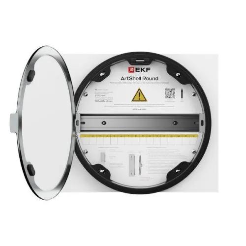 Корпус ArtShell Round силовой встраив. 16мод. Круглый черн. дверь из закал. стекла EKF artshell-r-16p-cb фото 4