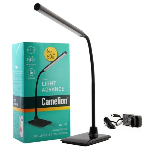 Светильник светодиодный настольный KD-792 C02 6Вт 4000К 230В сенсор. вкл. 4 уровня яркости черн. Camelion 12489 фото 4