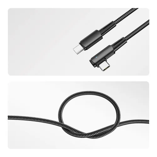 Кабель Type-C-Type-C 5А 100Вт 1м черн. нейлон. оплетка с угловым штекером и световой индикацией Rexant 18-7070 фото 3