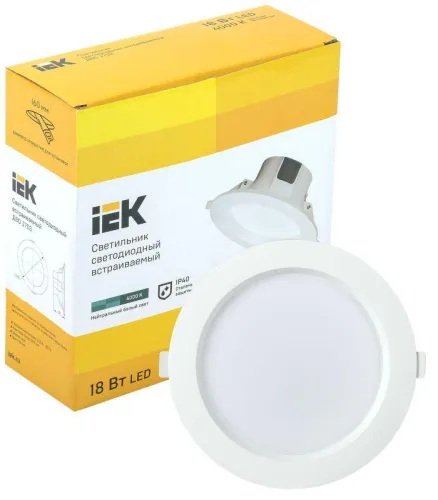 Светильник светодиодный ДВО 1703 18Вт 4000К IP40 встраив. круг бел. IEK LDVO0-1703-18-4000-K01 фото 2