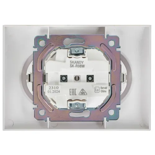 Розетка 2-м SKANDY 16А с заземл. без защ. шторок в сборе SK-R08W арктич. бел. IEK SK-R21-16-K01-F фото 6