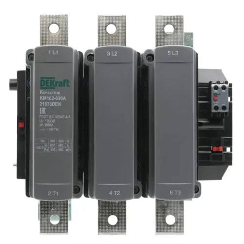 Контактор 630А 220В АС АС3 АС4 1НО+1НЗ КМ-102 DEKraft 21973DEK фото 2