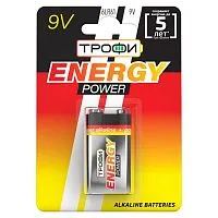 Элемент питания алкалиновый "крона" 6LR61-1BL (блист.1шт) Трофи C0034928