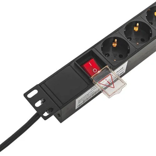 Блок PDU TERACOM 19дюйм 1U 16А/250В 7 роз. Schuko с выключат. шнур 2м 3х1.5кв.мм вилка Schuko корпус пластик черн. EKF TRC-HPD-LS-16A-7SH-2MSH фото 2