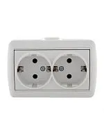 Розетка 2-м ОП Nata 16А IP20 с заземл. керамика бел. LEZARD 710-0200-127