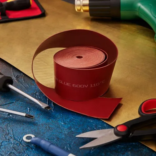 Лента термоус. ТЛ-0.8 50мм 5м с клеевым слоем красн. Rexant 48-9014 фото 2