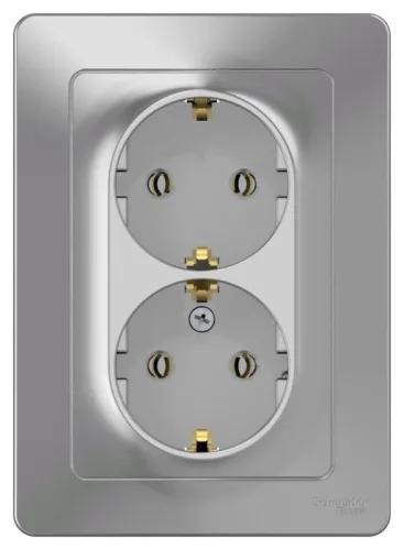 Розетка 2-м СП Blanca 16А IP20 250В с заземл. без защ. шторок алюм. SE BLNRS001023 фото 2