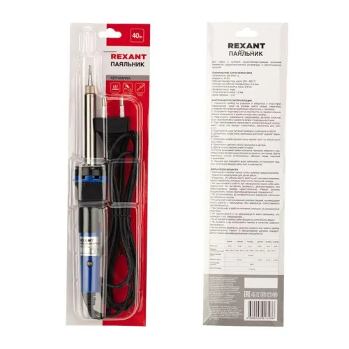Паяльник с керам. нагревателем долговечное жало 220В/40Вт Rexant 12-0123 фото 4