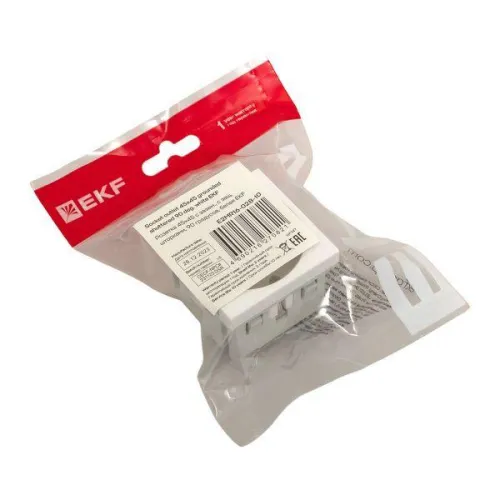 Розетка 1-м 2мод. C-Line РКС-20-30-П 45х45 с заземл. бел. EKF E2MR16-028-10 фото 3