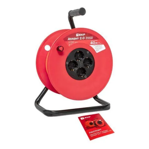 Удлинитель на катушке 4х40м без заземл. 6А IP20 Атлант 2.0 1.3кВт ПВС 2х0.75 PROxima EKF UKA02-06-275-4-40 фото 7