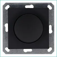 Светорегулятор поворотно-нажимной (диммер) LED 30-400Вт 1gang 2way механизм черн. матов. soft touch Jasmart G4012PB