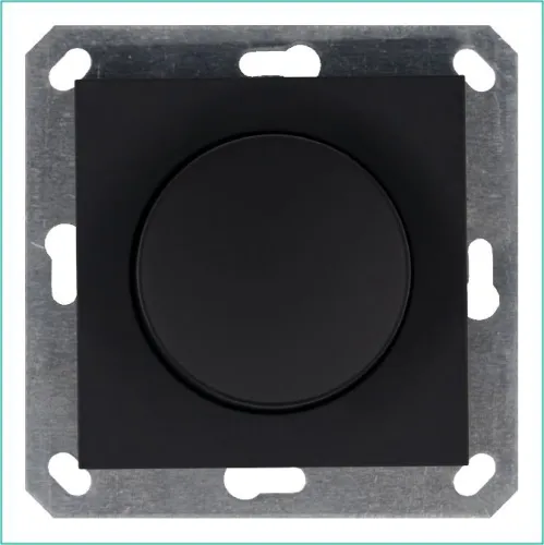 Светорегулятор поворотно-нажимной (диммер) LED 30-400Вт 1gang 2way механизм черн. матов. soft touch Jasmart G4012PB