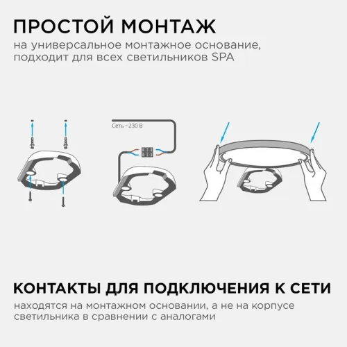 Светильник светодиодный SPA 40Вт 4000К IP54 3200лм 230В 50Гц d370х30мм накладной бел. Apeyron 18-146 фото 11
