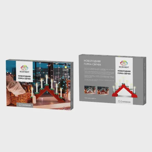 Горка новогодняя 7 свечек (7LED) тепл. бел. 0.5Вт 220-240В IP20 красн. Neon-Night 501-082 фото 7