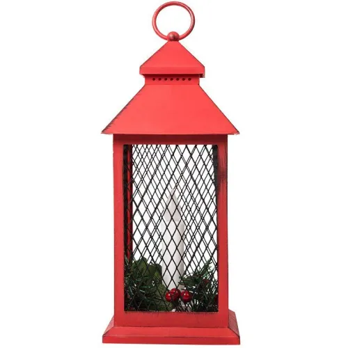 Фонарь декоративный 13.5х13.5х30.5см тепл. бел. со свечкой корпус красн. Neon-Night 513-041 фото 2