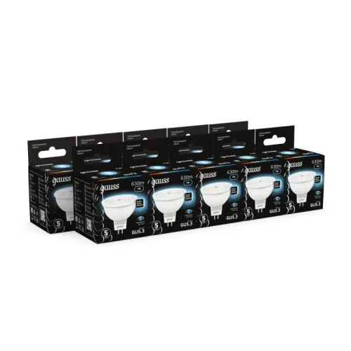 Лампа светодиодная Black 7Вт MR16 софит 4100К нейтр. бел. GU5.3 630лм GAUSS 101505207 фото 2