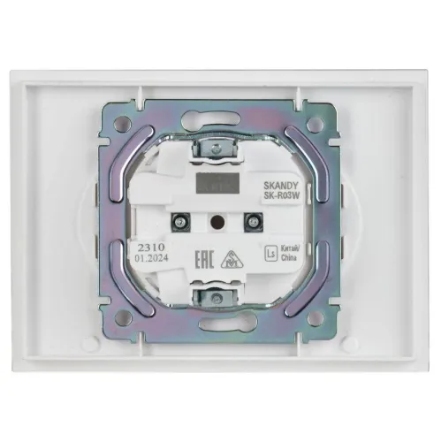 Розетка 2-м SKANDY 10А без заземл. без защ. шторок для плоской вилки SK-R03W арктич. бел. IEK SK-R20-10-K01 фото 3