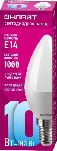 Лампа светодиодная 61 958 OLL-C37-10-230-6.5K-E14-FR 10Вт ОНЛАЙТ 61958 фото 2