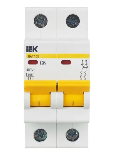 Выключатель автоматический модульный 2п C 6А 4.5кА ВА47-29 KARAT IEK MVA20-2-006-C фото 5