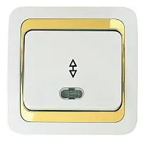 Выключатель проходной Mimoza с подсветкой с зол. вставкой Makel 12225