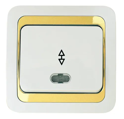 Выключатель проходной Mimoza с подсветкой с зол. вставкой Makel 12225