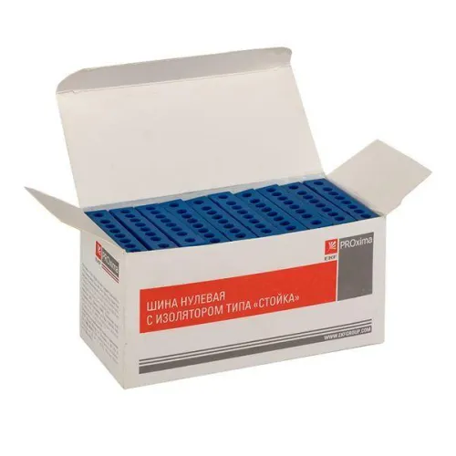 Шина нулевая N 6х9 8 отверстий синий изолированный корпус на DIN-рейку латунь PROxima EKF sn0-63-8-ib фото 8