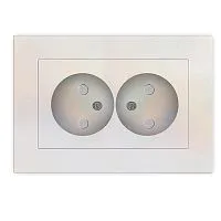 Розетка 2-м СП Афина 16А IP20 без заземл. защ. шторки в сборе жемчуж. Universal A0048-OBr