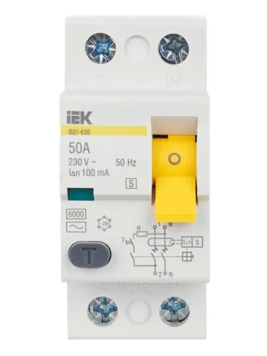 Выключатель дифференциального тока (УЗО) 2п 50А 100мА тип ACS ВД1-63S KARAT IEK MDV12-2-050-100 фото 8