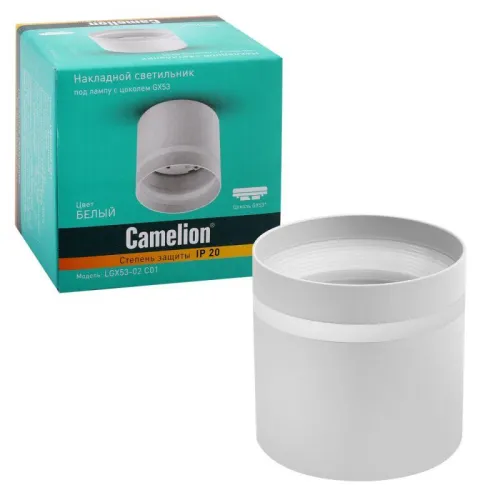 Светильник встраиваемый IP20 под лампу GX53 LGX53-02 C01 бел. Camelion 15396 фото 3